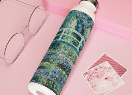 Water Lilies and Japanese Bridge by Claude Monet Slim Water Bottle