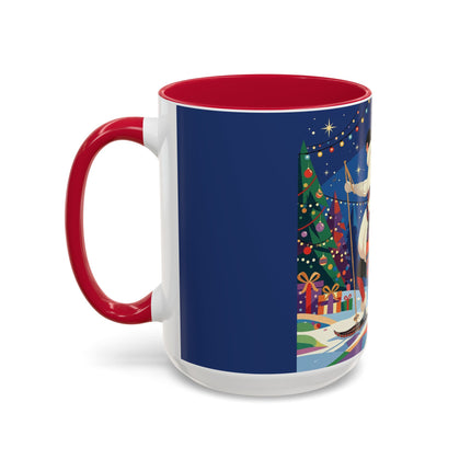 🌙🎿 The Moonlit Christmas Skier Colorful Mug – Whimsical Holiday Fantasy