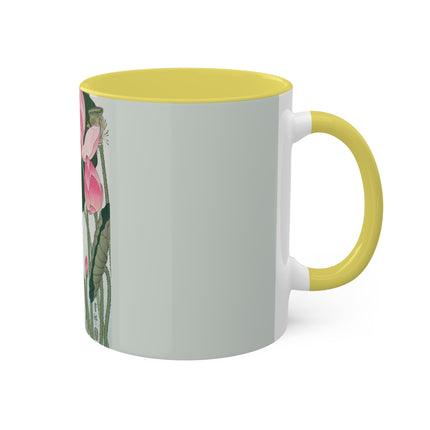 Blooming Lotus Flowers by Ohara Koson Colorful Mugs, 11oz