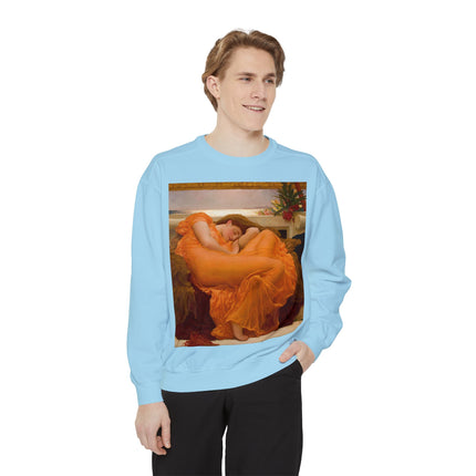 Flaming June by Frederic Leighton Unisex Garment-Dyed Sweatshirt