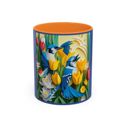Blue Jays in a Spring Garden Colorful Mugs (11oz, 15oz)
