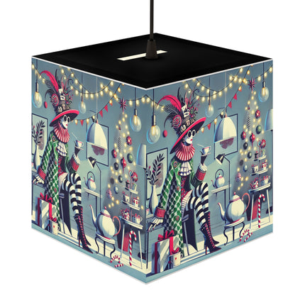 Whimsical Christmas Tea Party Light Cube Lamp