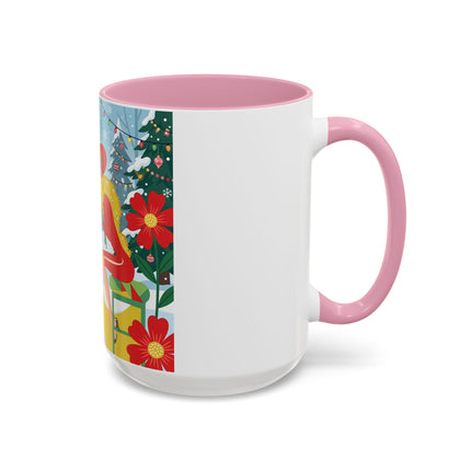 ☕🎄 Christmas Tea In The Snow Garden Colorful Mug – Art Deco Holiday Friendship
