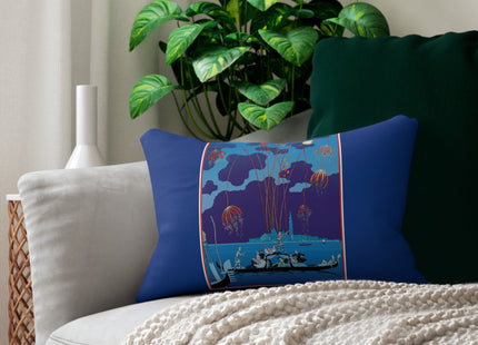 Fireworks in Venice by George Barbier Spun Polyester Lumbar Pillow