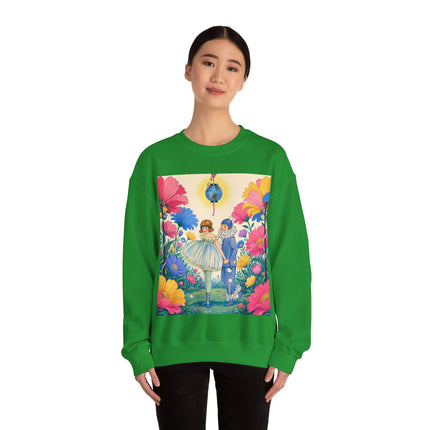 🌸🏮 The Lantern Garden Stroll Crewneck Sweatshirt – Art Deco Floral Whimsy