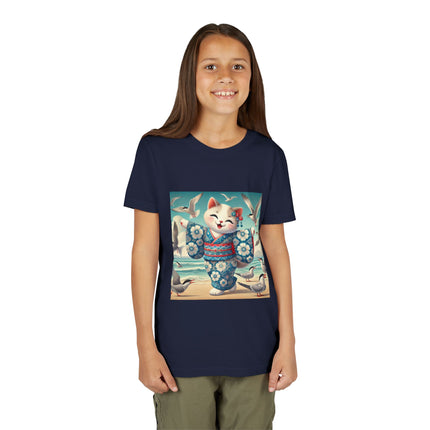 Geisha Kitten by the Seaside Youth Short Sleeve Tee