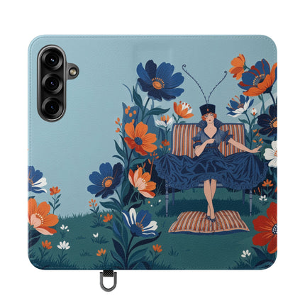 🌺🎩 The Lady Of The Grand Flower Garden Flip Case – Art Deco Floral Fantasy