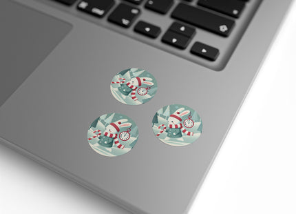Candy Cane Timekeeper Bunny Round Sticker Label Rolls