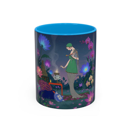 Moonlit Incense Ceremony Colorful Mugs – Art Deco Meditation Garden