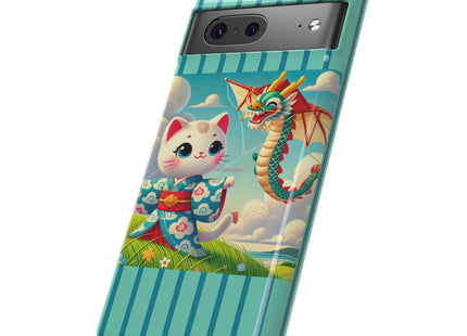 Geisha Kitten and the Dragon Kite Phone Cases