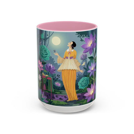 The Lady Of The Moonlit Garden Colorful Mugs – Art Deco Botanical Serenity