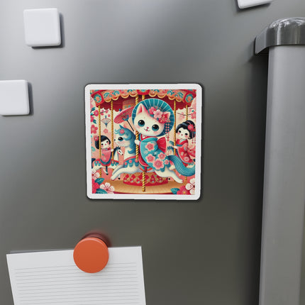 Geisha Kitten's Enchanted Carousel Ride Die-Cut Magnets (5 Sizes)
