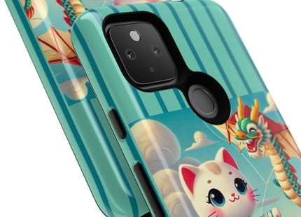 Geisha Kitten and the Dragon Kite Phone Cases