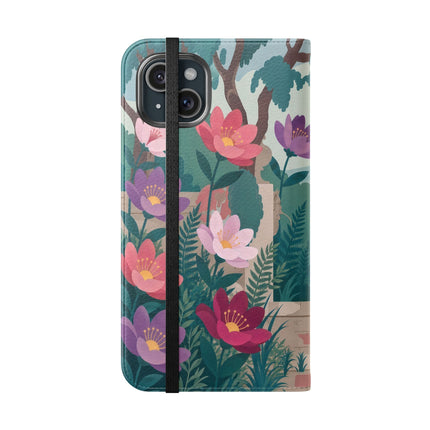 🌺🎭 The Garden Courtship Flip Case – Art Deco Floral Romance