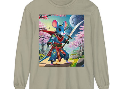 Cyber Samurai Rat Garment-dyed Long Sleeve T-Shirt