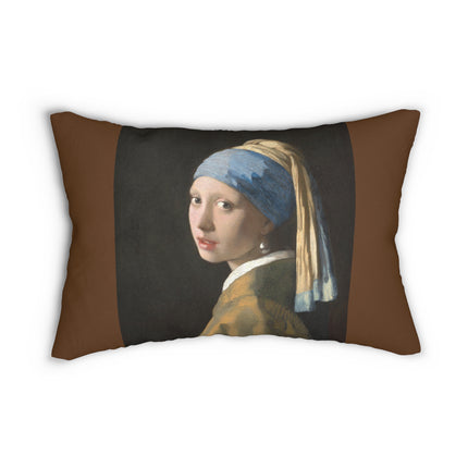 Girl with a Pearl Earring by Johannes Vermeer Spun Polyester Lumbar Pillow