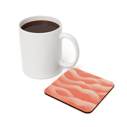 Hues of Orange and Beige Wave Pattern Cork Back Coaster