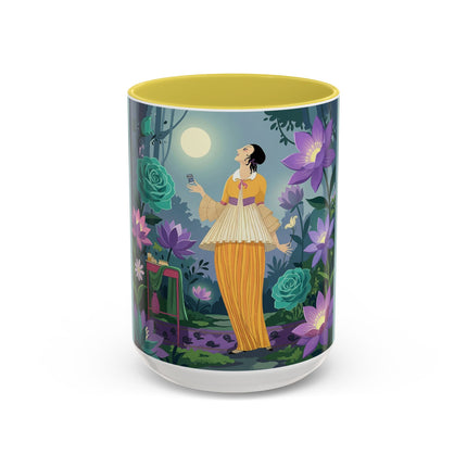 The Lady Of The Moonlit Garden Colorful Mugs – Art Deco Botanical Serenity