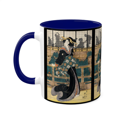 Japanese woman woodcut print by Kikukawa Eizan Colorful Mugs, 11oz