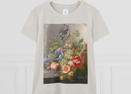 Still Life With Flowers, Fruit, A Great Tit And A Mouse by Herman Henstenburgh Women's Midweight Cotton Tee