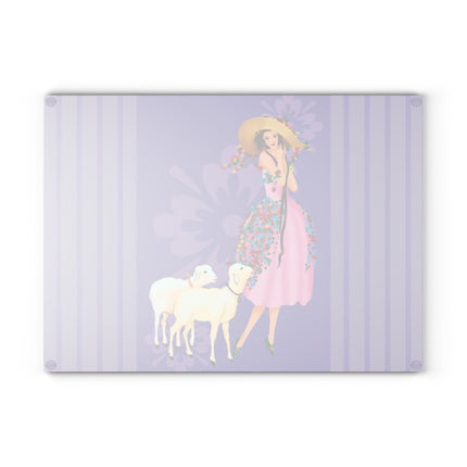 Easter Elegance Glass Cutting Board