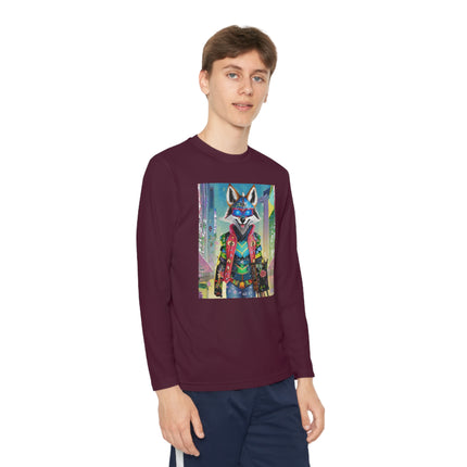 Cyber Hyena Youth Long Sleeve Competitor Tee – Neon Mischief & Futuristic Style