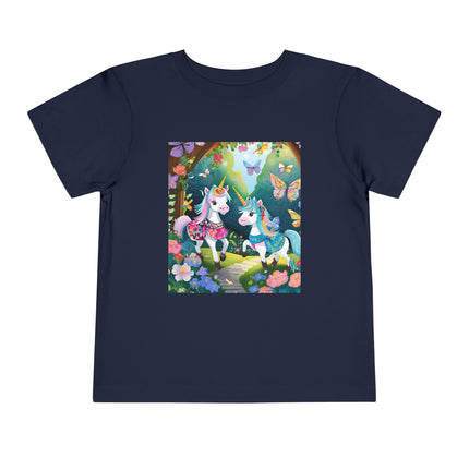 Baby Unicorns and Fluttering Butterflies Toddler Short Sleeve Tee