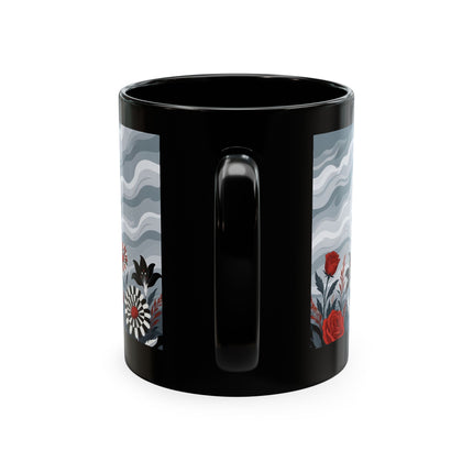 ☂️🌹 The Lady In The Windy Rose Garden Ceramic Mug – Art Deco Fashion Whimsy
