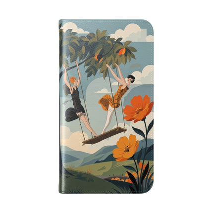 🌳🌺 The Ladies Of The Garden Swing Flip Case – Art Deco Floral Adventure