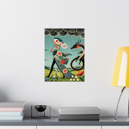 🐉🧚 The Dragon Fairy's Stride Matte Vertical Poster – Strength, Grace & Stormbound Magic