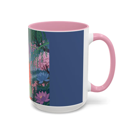 The Lady Of The Cherry Blossoms Colorful Mugs – Art Deco Spring Elegance