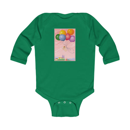 Flight of Innocence Baby Long Sleeve Bodysuit – Vintage Sky Arrival & Dreamlike Wonder