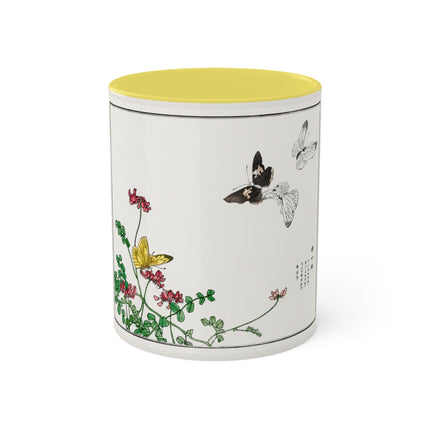 Butterflies and flower illustration by Morimoto Toko Colorful Mugs, 11oz