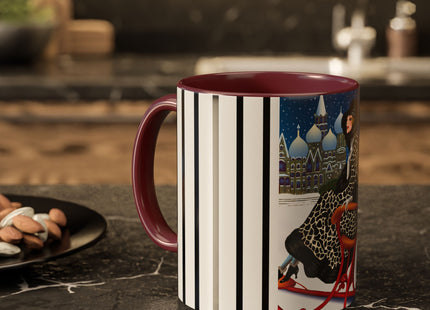 Elegant Winter Woman in Sleigh Colorful Mugs (11oz, 15oz)