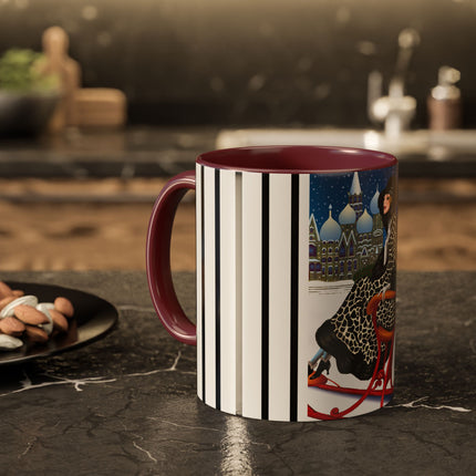 Elegant Winter Woman in Sleigh Colorful Mugs (11oz, 15oz)