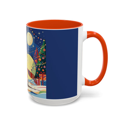 🌙🎿 The Moonlit Christmas Skier Colorful Mug – Whimsical Holiday Fantasy