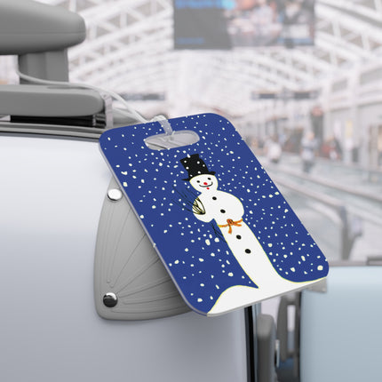 Snowman in Falling Snow Luggage Tags