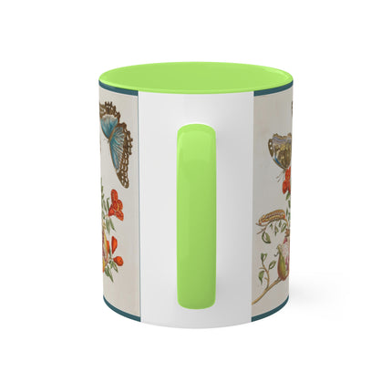 Blue Butterflies and Pomegranate by Maria Sibylla Merian Colorful Mugs, 11oz