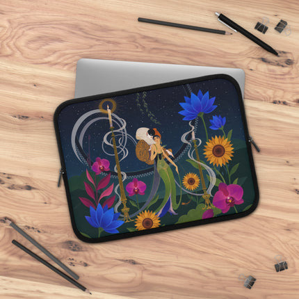 🌙🌻 The Lady Of The Midnight Garden Laptop Sleeve – Art Deco Floral Fantasy