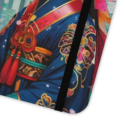 🦊⚔️ Cyberpunk Samurai Maiden Flip Case – Neon Grace & Warrior Courage