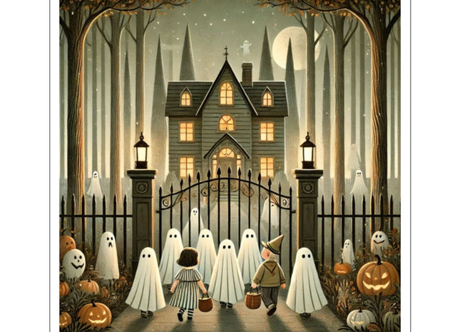 Ghostly Welcome – A Halloween Night Kiss-Cut Stickers (4 Sizes)