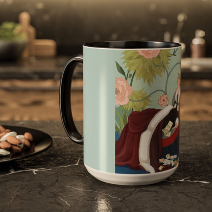 The Lady Of The Scarlet Chaise Colorful Mugs – Art Deco Romantic Elegance