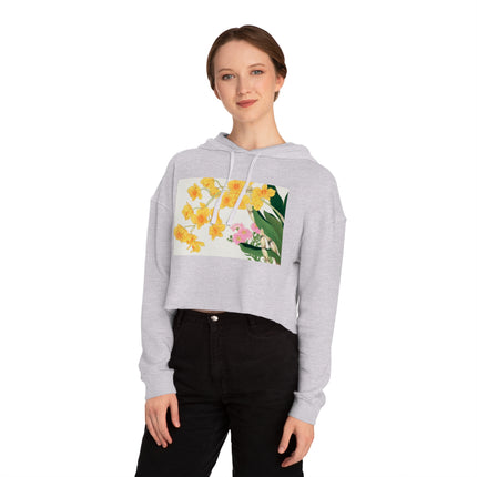 Golden Bow Orchid by Tanigami Kônan Women’s Cropped Hooded Sweatshirt