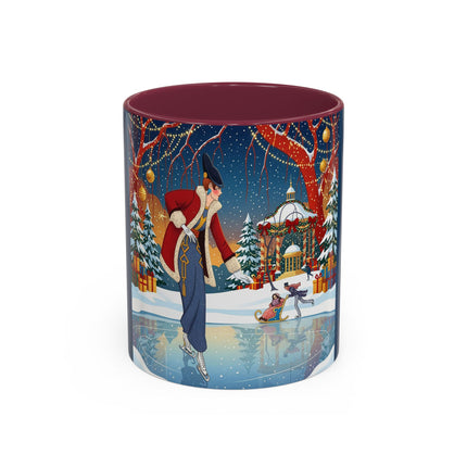 ⛸️🎄 The Christmas Skating Pavilion Colorful Mug – Art Deco Holiday Fantasy