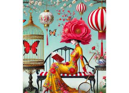 Reading In A Painted Garden Matte Vertical Posters