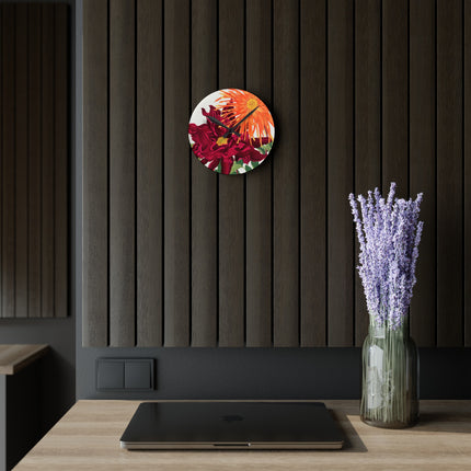 Dahlia Flower by Tanigami Kônan Acrylic Wall Clock, Round and Square
