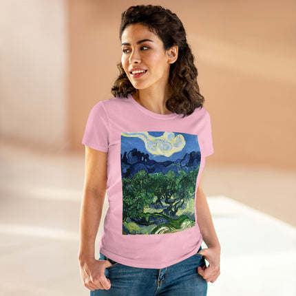Olive Trees by Vincent Van Gogh Women's Midweight Cotton Tee