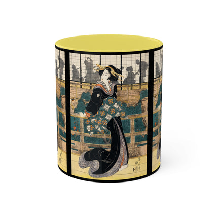 Japanese woman woodcut print by Kikukawa Eizan Colorful Mugs, 11oz