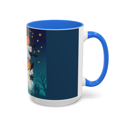 🐈‍⬛🎃 The Flying Black Cats Of Halloween Colorful Mug – Whimsical Storybook Charm