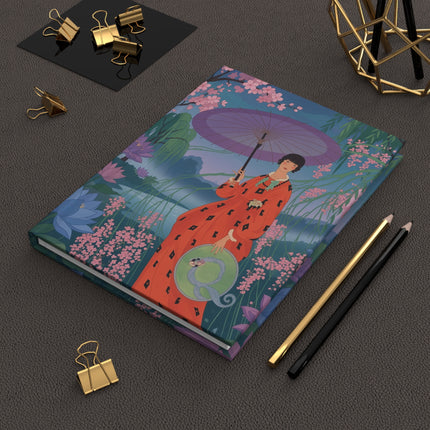 🌸☂️ The Lady Of The Lotus Garden Hardcover Journal – Art Deco Oriental Elegance